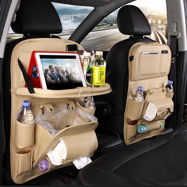 PU Leather Car Seat Organizer – Back Tray Storage Bag 13 PU Leather Car Seat Organizer – Back Tray Storage Bag