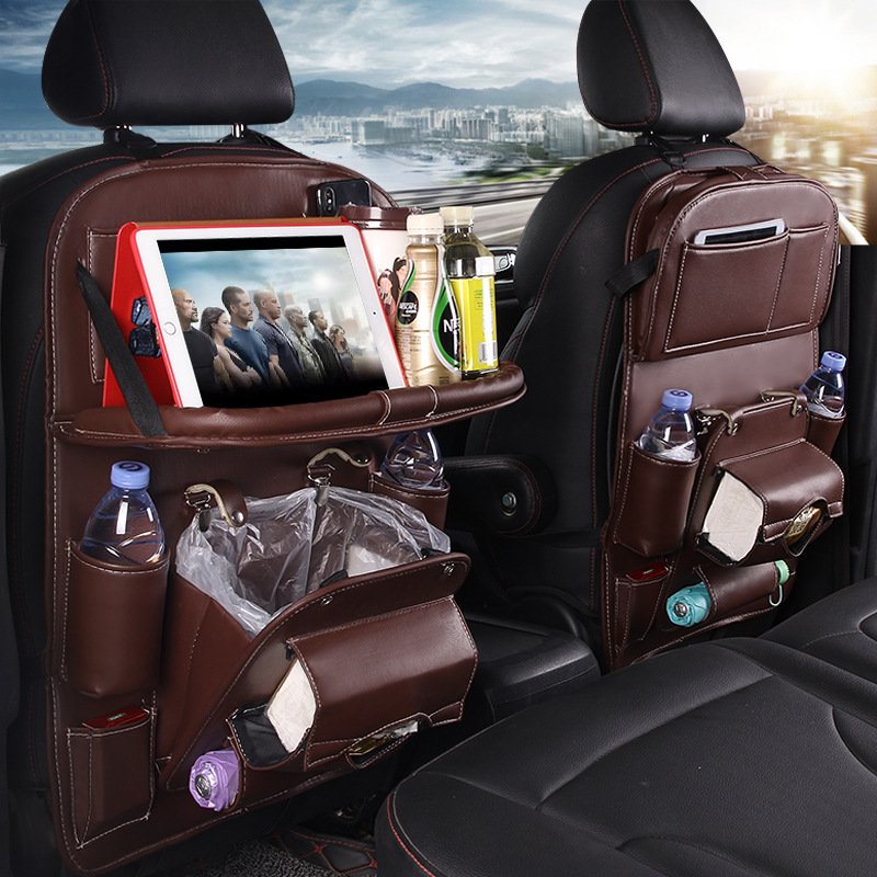 PU Leather Car Seat Organizer – Back Tray Storage Bag 15 PU Leather Car Seat Organizer – Back Tray Storage Bag