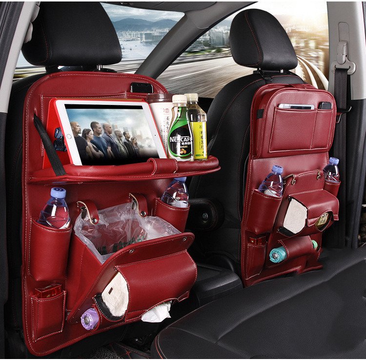 PU Leather Car Seat Organizer – Back Tray Storage Bag 17 PU Leather Car Seat Organizer – Back Tray Storage Bag
