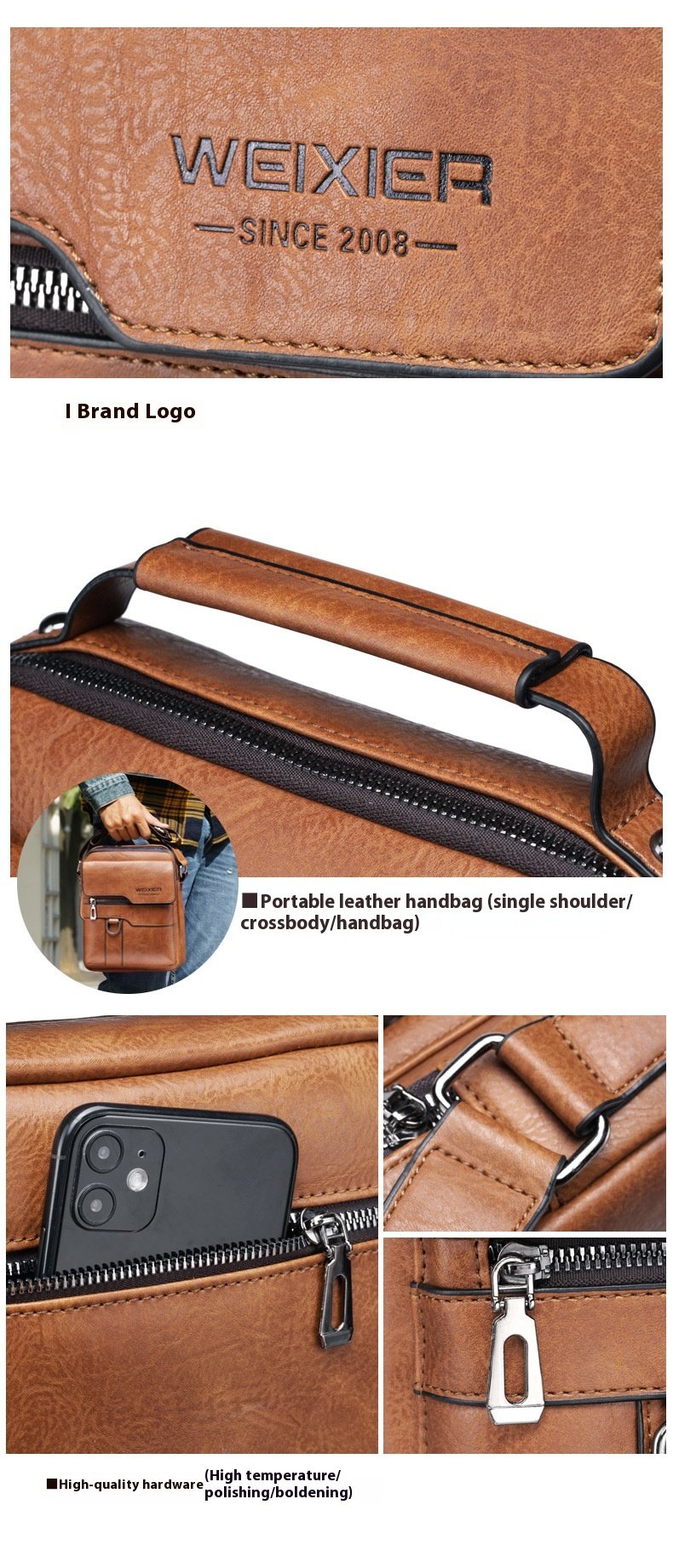 Men’s Messenger Bag – PU Leather Retro Crossbody 8 Men’s Messenger Bag – PU Leather Retro Crossbody