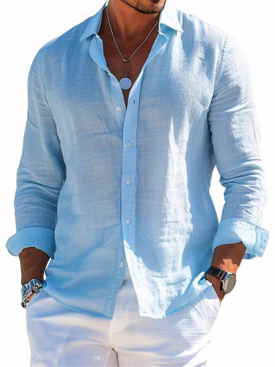 Men’s Long Sleeve Loose Shirt-Casual Solid Color Plus Size 6 Men’s Long Sleeve Loose Shirt-Casual Solid Color Plus Size