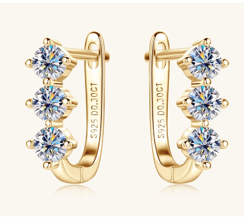 Moissanite Earrings for Women Gold & White 0.3ct Pair 9 Moissanite Earrings for Women Gold & White 0.3ct Pair