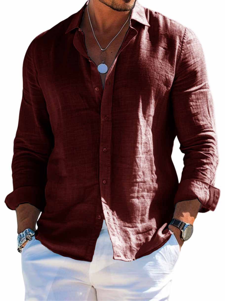 Men’s Long Sleeve Loose Shirt-Casual Solid Color Plus Size 13 Men’s Long Sleeve Loose Shirt-Casual Solid Color Plus Size