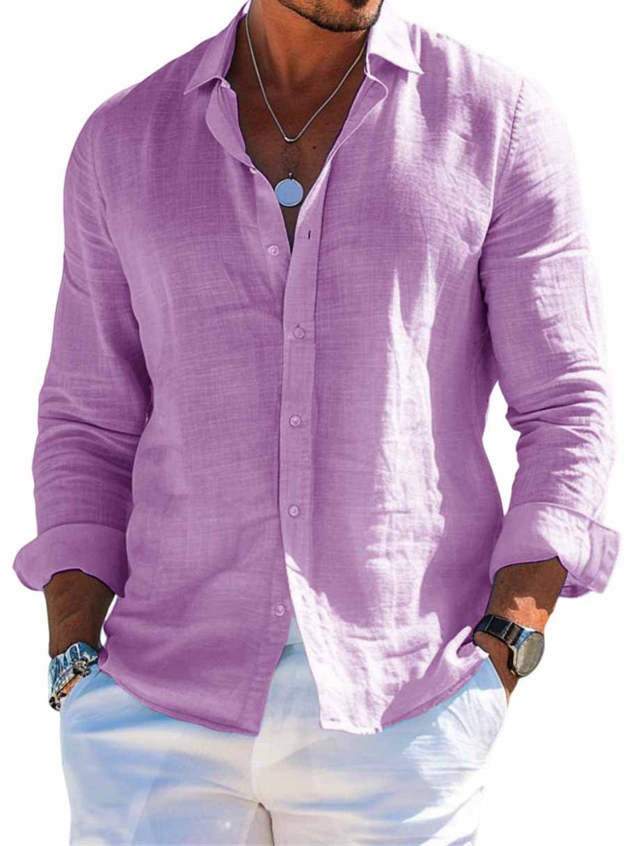 Men’s Long Sleeve Loose Shirt-Casual Solid Color Plus Size 12 Men’s Long Sleeve Loose Shirt-Casual Solid Color Plus Size