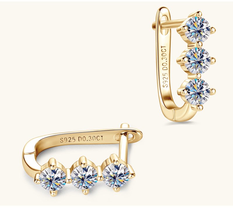 Moissanite Earrings for Women Gold & White 0.3ct Pair 6 Moissanite Earrings for Women Gold & White 0.3ct Pair