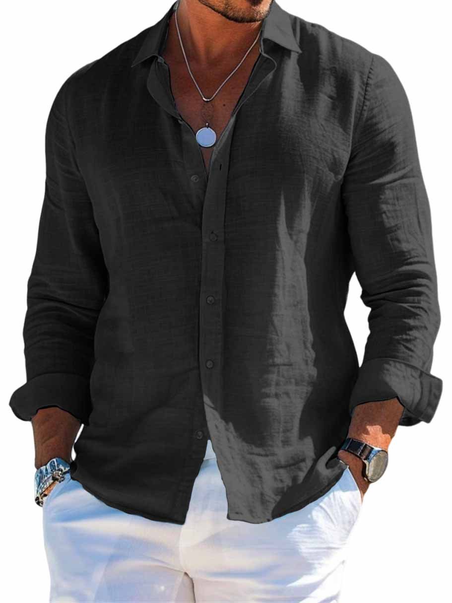 Men’s Long Sleeve Loose Shirt-Casual Solid Color Plus Size 5 Men’s Long Sleeve Loose Shirt-Casual Solid Color Plus Size