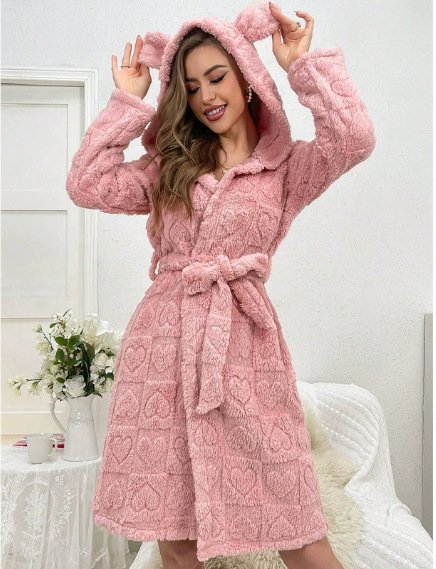 Flannel Bathrobe Night-Robe Sweet Cute Home Wear 6 Flannel Bathrobe Night-Robe Sweet Cute Home Wear