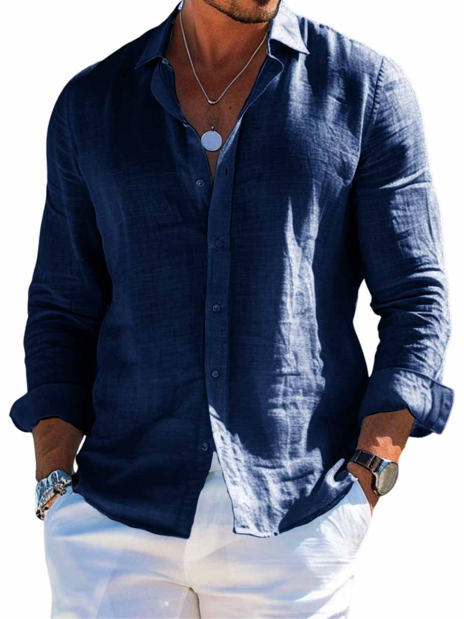 Men’s Long Sleeve Loose Shirt-Casual Solid Color Plus Size 14 Men’s Long Sleeve Loose Shirt-Casual Solid Color Plus Size