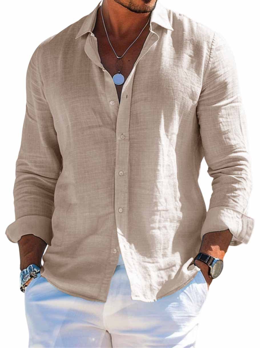 Men’s Long Sleeve Loose Shirt-Casual Solid Color Plus Size 7 Men’s Long Sleeve Loose Shirt-Casual Solid Color Plus Size