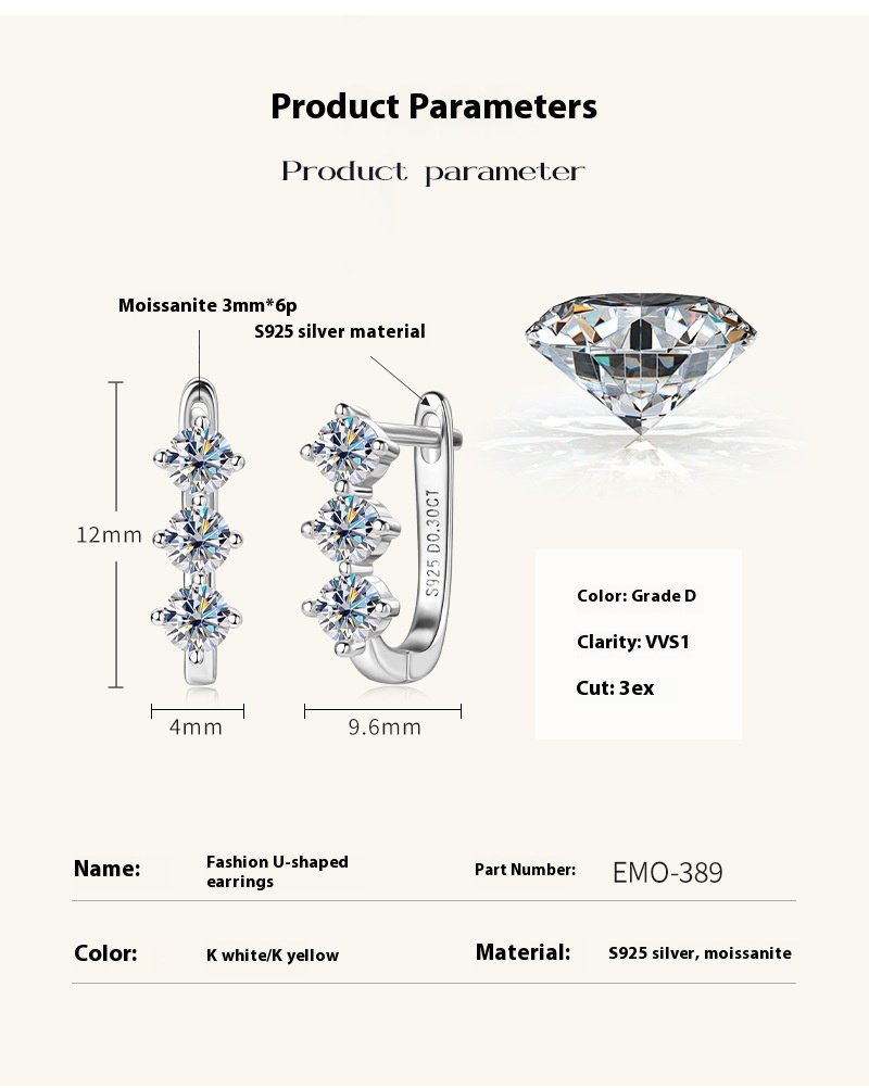 Moissanite Earrings for Women Gold & White 0.3ct Pair 4 Moissanite Earrings for Women Gold & White 0.3ct Pair