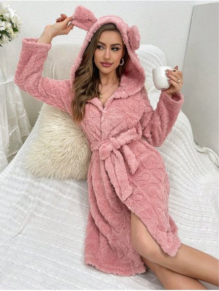 Flannel Bathrobe Night-Robe Sweet Cute Home Wear 17 Flannel Bathrobe Night-Robe Sweet Cute Home Wear