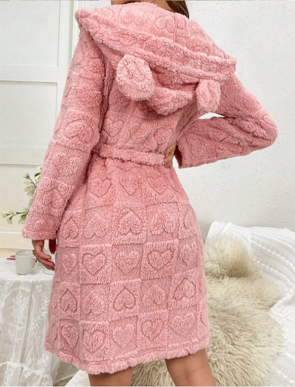 Flannel Bathrobe Night-Robe Sweet Cute Home Wear 23 Flannel Bathrobe Night-Robe Sweet Cute Home Wear