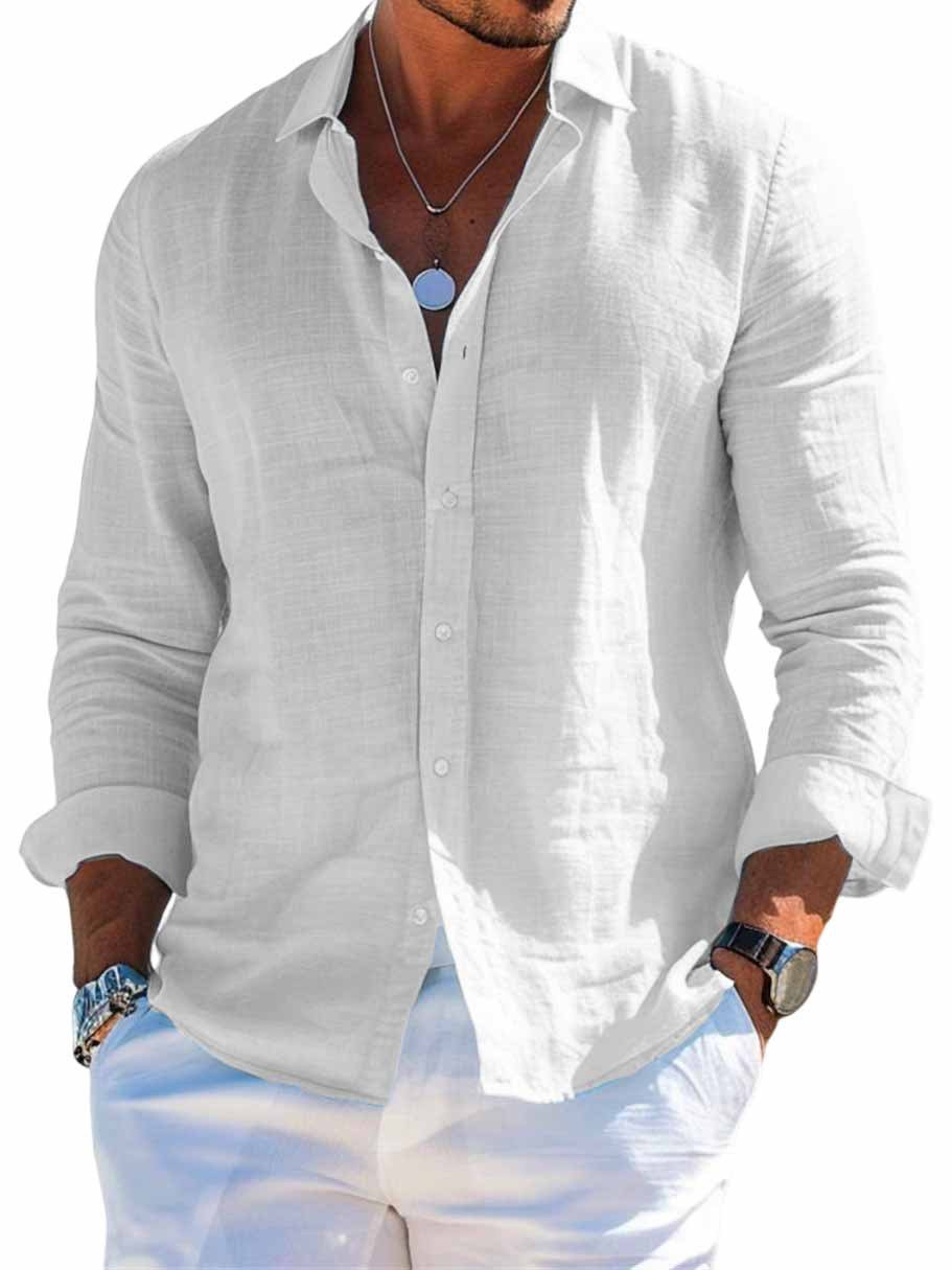 Men’s Long Sleeve Loose Shirt-Casual Solid Color Plus Size 8 Men’s Long Sleeve Loose Shirt-Casual Solid Color Plus Size