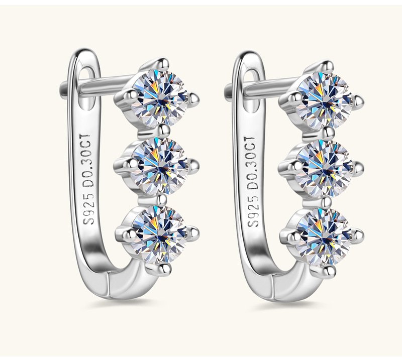 Moissanite Earrings for Women Gold & White 0.3ct Pair 7 Moissanite Earrings for Women Gold & White 0.3ct Pair