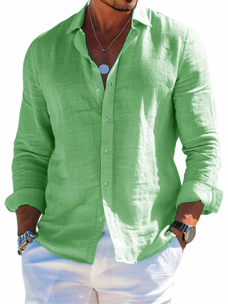 Men’s Long Sleeve Loose Shirt-Casual Solid Color Plus Size 9 Men’s Long Sleeve Loose Shirt-Casual Solid Color Plus Size