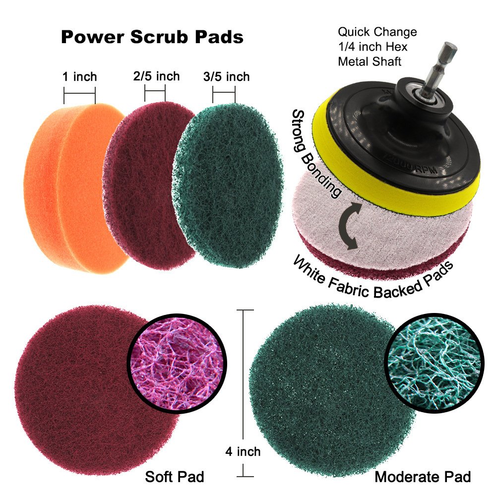 9789dc94-7da9-474f-9f4a-3b210d7a6729.jpg Various power scrub pads with sizes