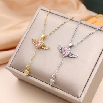 Moving Cupid Heart Angel Wings Tassel