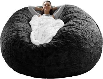 5ft Black Velvet Bean Bag Chair Cover – No Filling