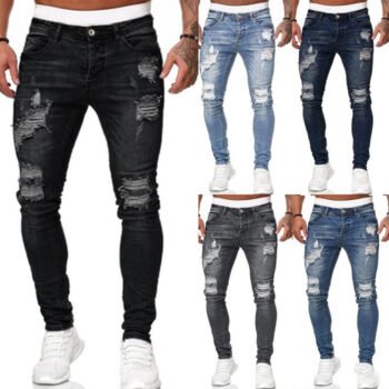 Men’s Ripped Skinny Jeans – Slim Fit Street Style