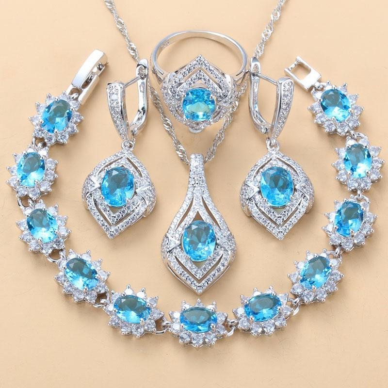 Inlaid Gemstone Pendant Earrings Necklace Ring Set 4 PCs 7 1903a751 9583 4d48 affa fb002bbedf25