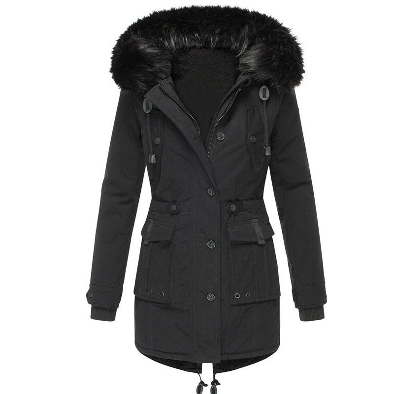 Women’s Thick Fleece-Lined Winter Jacket – Slim Fit Coat 3 2401240822440323200