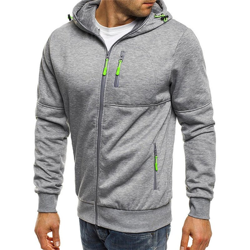 Men’s Casual Zipper Hoodie - Solid Color Fitness Jacket 6 2406271112320329600