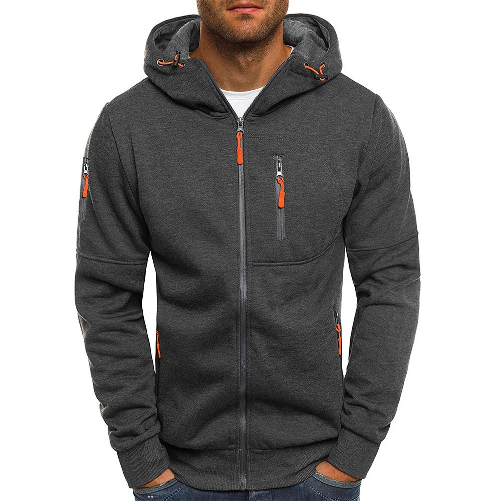 Men’s Casual Zipper Hoodie - Solid Color Fitness Jacket 8 2406271112340326800