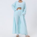 3 Piece Lounge Set for Women – Crop Top, Pants & Cardigan