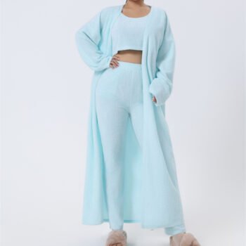 3 Piece Lounge Set for Women – Crop Top, Pants & Cardigan