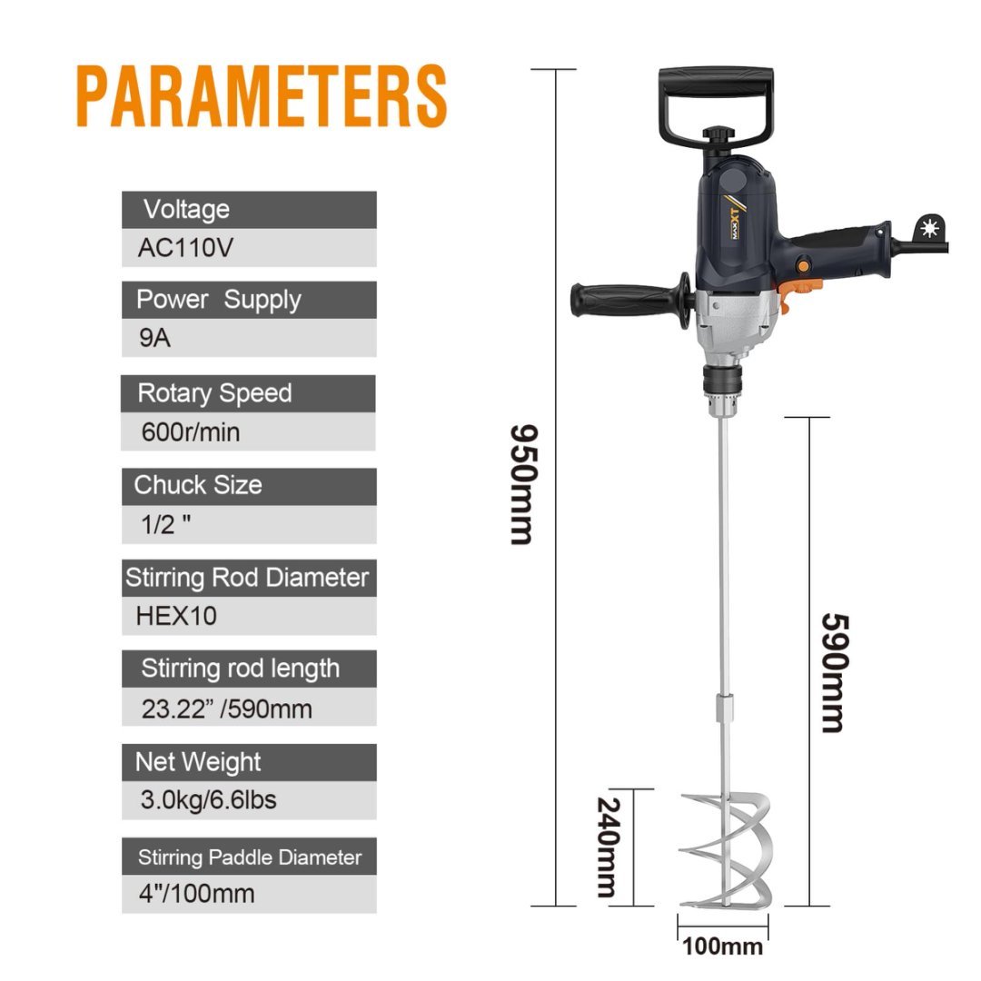 Electric Drill Mixer 1050W – Corded Concrete & Mud Mixer 10 79913d94 707c 4a08 abd6 f677e7064020