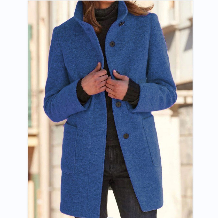 Women’s Stand Collar Woolen Coat with Buttons 4 03866fb9 1ec6 4f27 b1e5 13399f4fd84f