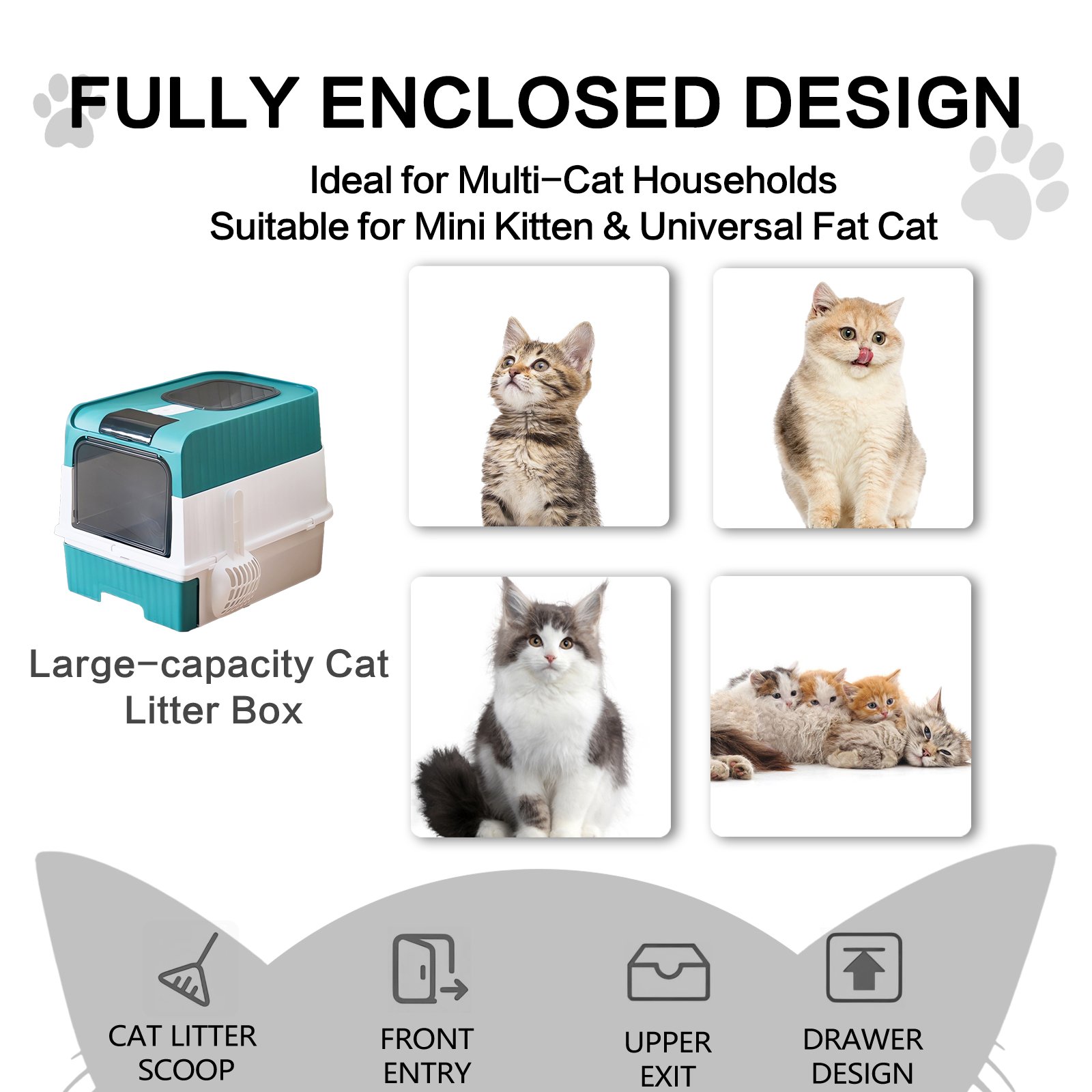 Super Large Cat Litter Box – One-Way, Drawer & Front Entry 7 26167e5e 22db 45e7 a10f 038aef369deb