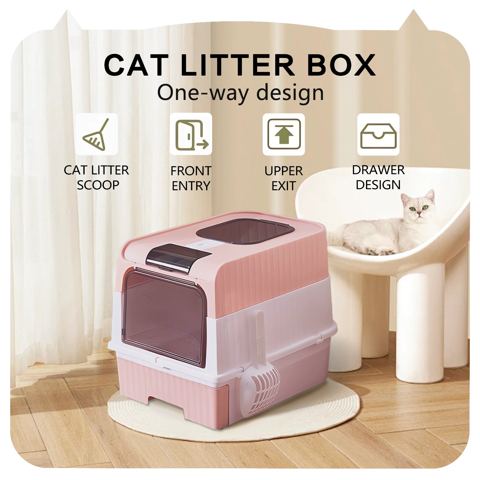 Super Large Cat Litter Box – One-Way, Drawer & Front Entry 4 716b11d6 0034 473c 916b 8fa05a7ff8d0