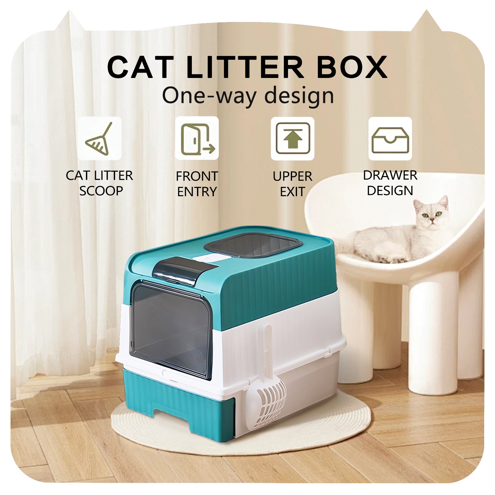 Super Large Cat Litter Box – One-Way, Drawer & Front Entry 3 80dfb531 75b4 43b1 bf95 a79c933c0562