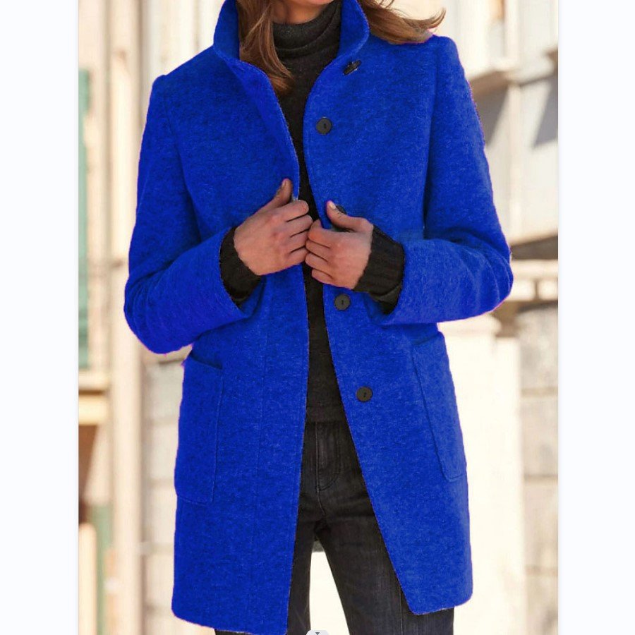 Women’s Stand Collar Woolen Coat with Buttons 3 c2008e09 33ce 4fce 8f9a 083792ce6c50