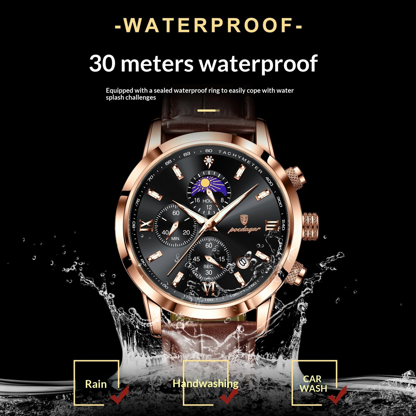 Men’s Moon Phase Chronograph Watch Waterproof 30M 5 21457a71 bdb3 4715 8d48 26b71eb22474